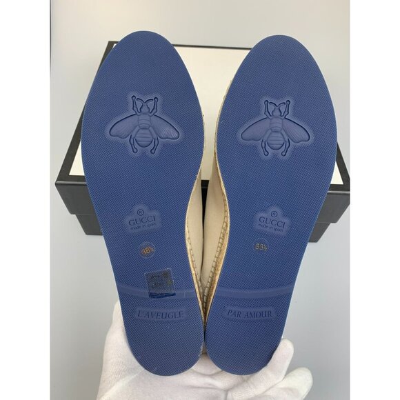 NIB Gucci Women's Platform Espadrilles with logo In White Size 38.5 - Picture 9 of 11